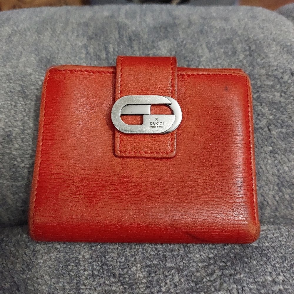 Gucci Red Leather Bifold Wallet